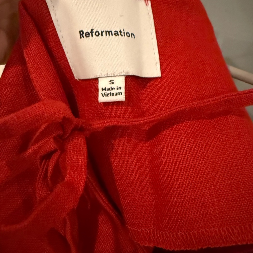 Reformation Aubree Linen Dress Red S - Picture 3 of 3